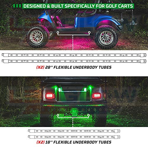 LEDGlow 12pc Million Color LED Golf Cart Underglow Accent Neon Lighting Kit w/ Canopy for EZGO Yamaha Club Car