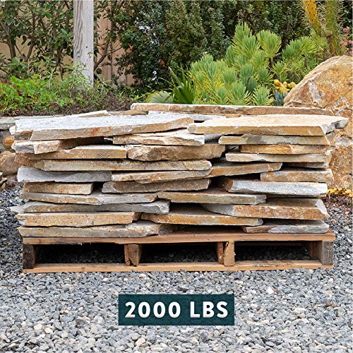 Landscape Patio Flagstone | 1000 Pounds | Natural Rock Pathway Stepping Stone Slabs for Gardens, Terrariums, Landscape Design, Driveway Pavers and Walkway Steppers (Arizona Classic Oak)