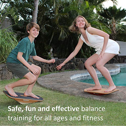 Blue Planet Balance Surfer 7-in-1 Bamboo Wooden Board Trainer Great For Standing Desks, Surfing, SUP, Yoga, Physical Therapy, Exercise (Clear Skate)