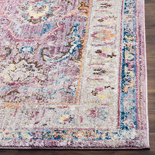 Safavieh Bristol Collection BTL357P Boho Chic Oriental Distressed Area Rug, 9' x 12', Lavender / Light Grey