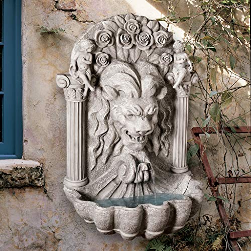Wall Mounted Water Fountain - 3 Foot Tall House of York Lion Fountain - Outdoor Water Feature Wall Niche