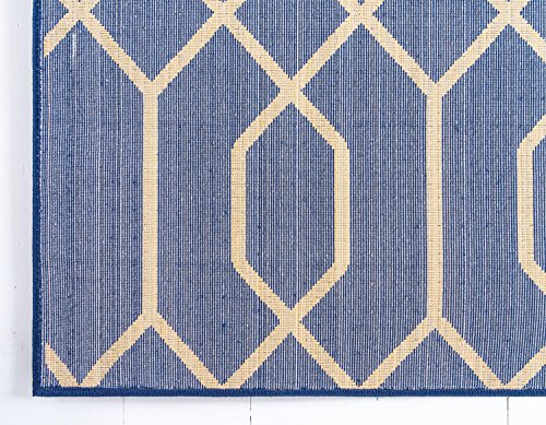 Unique Loom Marilyn Monroe Glam Collection Textured Geometric Trellis Navy Blue Gold Area Rug (8' 0 x 10' 0)