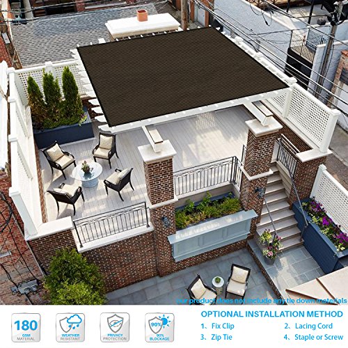 Patio Fence Privacy Screen 14' x 28', Pergola Shade Cover Canopy Sun Block, Heavy Duty Fence Privacy Netting, Commercial Grade Privacy Fencing, 180 GSM, 90% Privacy Blockage (Brown)