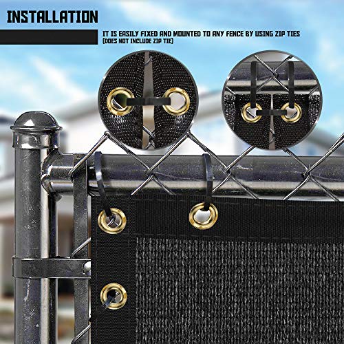 TANG Sunshades Depot 8'FTx60'FT Black Privacy Fence Screen Temporary Fence Screen 150 GSM, Heavy Duty Windscreen Fence Netting Fence Cover, 88% Privacy Blockage Excellent Airflow 3 Years Warranty