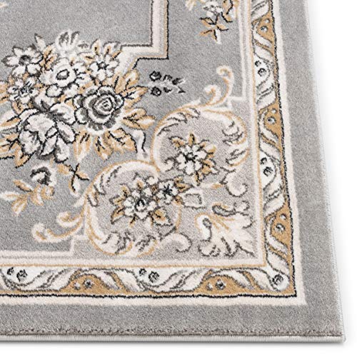 Well Woven Timeless Le Petit Palais Traditional Medallion Grey Area Rug 10'11" x 15, 10'11" x 15',