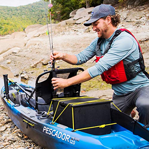 Perception Pescador Pilot 12 | Sit on Top Fishing Kayak with Pedal Drive | Adjustable Lawn Chair Seat and Tackle Storage Areas | 12' | Dapper