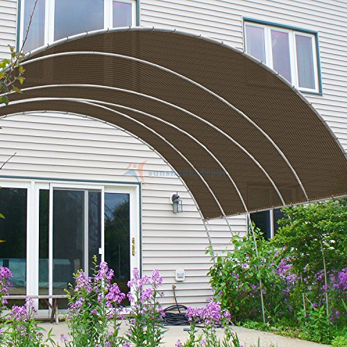 TANG Sunshades Depot 8' x 14' Straight Side Sun Shade Sail 180 GSM Brown Patio Rectangle Shade Fabric UV Blocker Shelter Deck Dock Carport Driveway Pergola Cover Outdoor Backyard Deck 3 Year Warranty