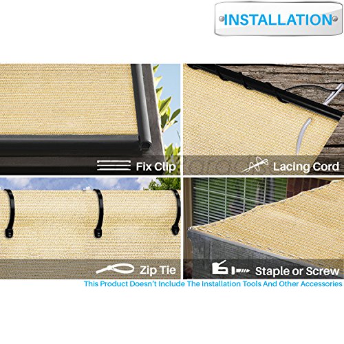 Patio Paradise 6' x 105' Sunblock Shade Cloth Roll Beige Fabric 95% UV Resistant Mesh Netting Cover for Outdoor