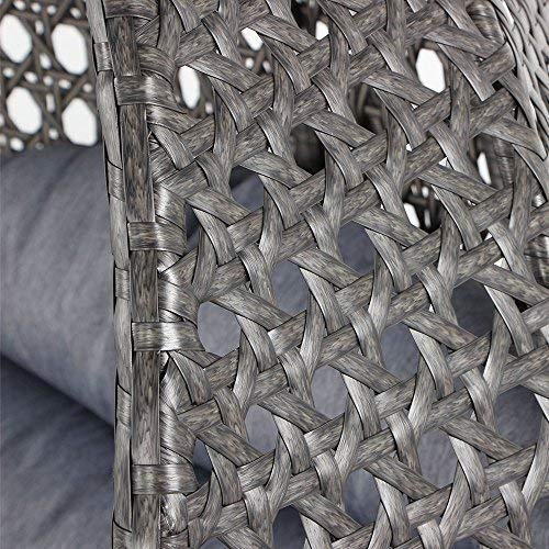 Island Gale Luxury 2 Person Outdoor, Patio, Hanging Wicker Swing Chair ((2 Person) X-Large-Plus, Latte Rattan/Latte Cushion)