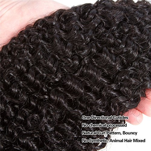 12A Kinky Curly Human Hair Weave 3 Bundles 18 20 22 Jerry Curly 100% Human Hair Weaving Unprocessed Soft Human Hair Extensions Natural Color bohemian Curl No Shedding Total 300g Pecwu