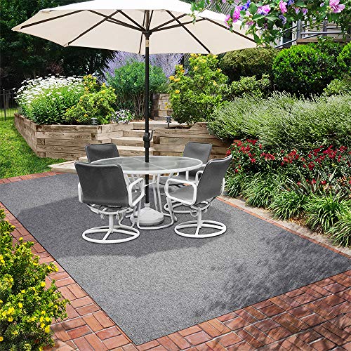 House, Home and More Indoor Outdoor Carpet with Rubber Marine Backing - Gray - 6 Feet x 30 Feet