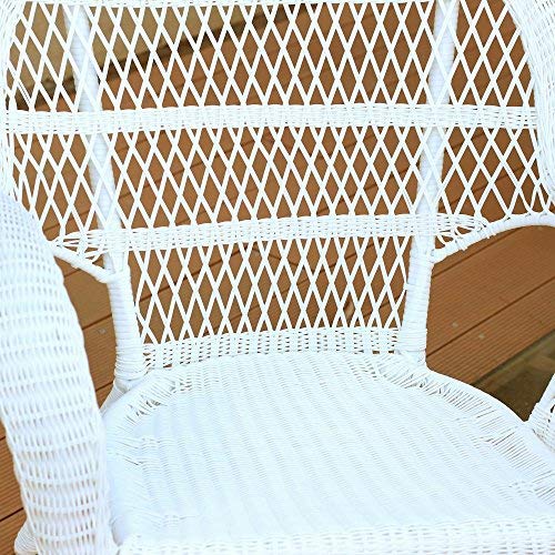Jeco Wicker Chair with Tan Cushion, Set of 2, White/W00209-