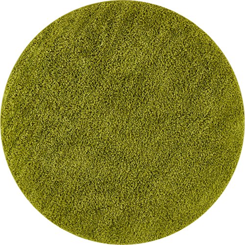Solid Shag Grey Modern Geometric Plain Plush 8 Round (7'10" Round) Area Rug Easy to Clean Stain/Fade Resistant Thick Soft
