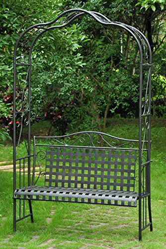 International Caravan 511197-OG-165267-O-852768 Iron Outdoor Arbor Bench, Verdigris