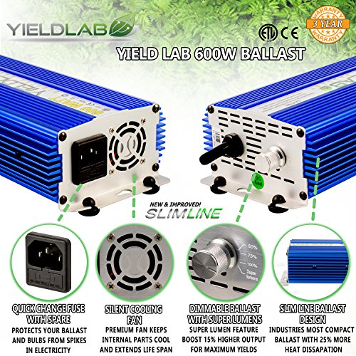 Yield Lab 600W HPS+MH Air Cool Hood Reflector Grow Light Kit