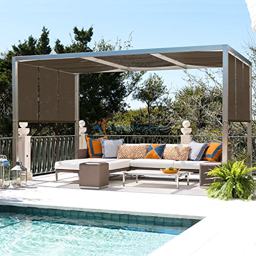 TANG Sunshades Depot 8' x 14' Straight Side Sun Shade Sail 180 GSM Brown Patio Rectangle Shade Fabric UV Blocker Shelter Deck Dock Carport Driveway Pergola Cover Outdoor Backyard Deck 3 Year Warranty