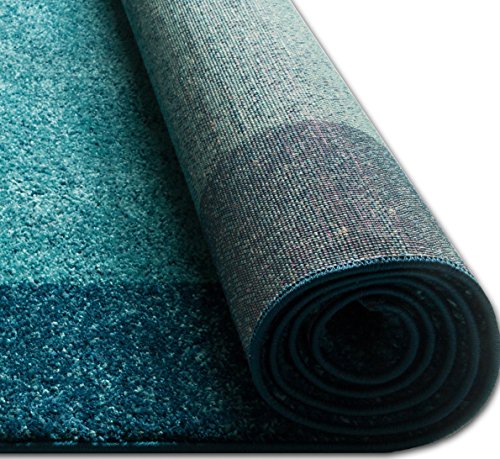 HomeWay D_cor Blue 7'10'' x 10'6" Mid-Century Modern Shaded Pattern Soft Rug Modern Velvety Bright Soft Area Rug