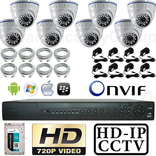 USG 720P HD IP CCTV Kit: 8X 720P IP 3.6mm Dome Cameras+1x 16 Channel NVR+1x 2TB HDD