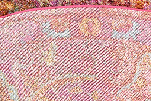 Unique Loom Baracoa Collection Bright Tones Vintage Traditional Round Rug, 8 ft 4 in, Red/Pink