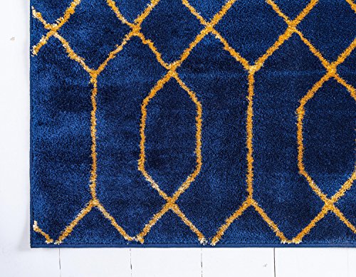Unique Loom Marilyn Monroe Glam Collection Textured Geometric Trellis Navy Blue Gold Area Rug (8' 0 x 10' 0)