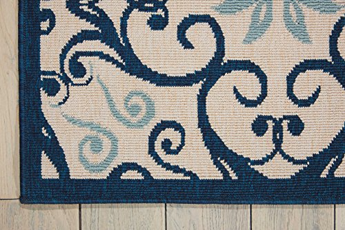 Nourison Caribbean Indoor Outdoor Area Rug, 7'10" x 10'6", Ivory Navy Blue