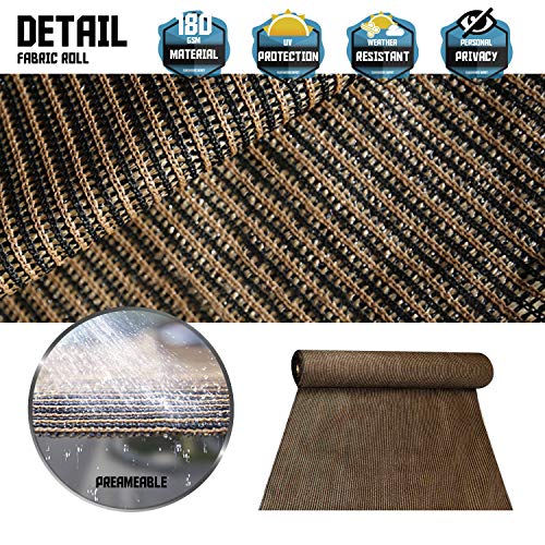 TANG Sunshades Depot 8'x75' Shade Cloth 180 GSM HDPE Brown Fabric Roll Up to 95% Blockage UV Mesh Net for Outdoor Backyard Garden Plant Barn Greenhouse