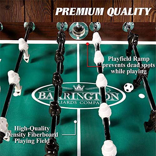 Barrington 56 Inch Premium Furniture Foosball Table, Soccer Table, Sturdy Leg Construction, Includes 2 Balls, Black/Brown