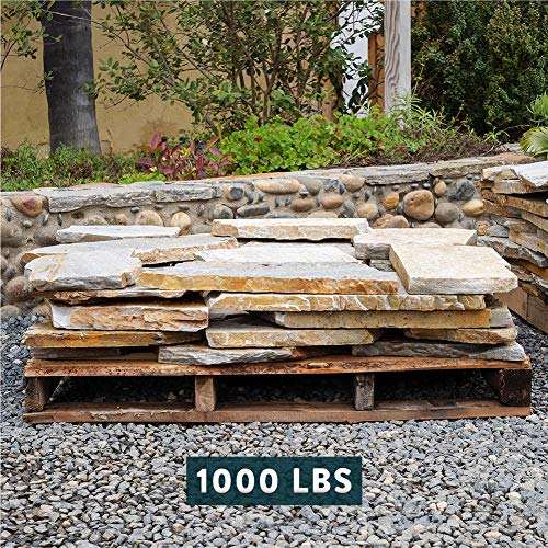 Landscape Patio Flagstone | 1000 Pounds | Natural Rock Pathway Stepping Stone Slabs for Gardens, Terrariums, Landscape Design, Driveway Pavers and Walkway Steppers (Arizona Classic Oak)