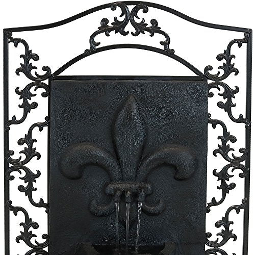 Sunnydaze French Lily Outdoor Wall Water Fountain Wall Mounted Fountain Lead Finish 33"
