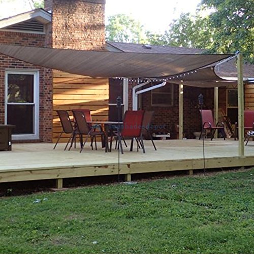 TANG Sunshades Depot A Ring Design Steel Cable Wire Reinforcement 28'x28'x28' Equilateral Triangle Sun Shade Sails Brown Heavy Duty Permeable 260GSM UV Block Patio Garden Deck Dock Carport Cover