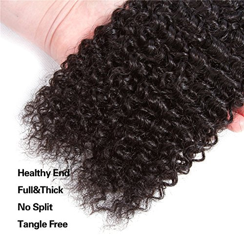 12A Kinky Curly Human Hair Weave 3 Bundles 18 20 22 Jerry Curly 100% Human Hair Weaving Unprocessed Soft Human Hair Extensions Natural Color bohemian Curl No Shedding Total 300g Pecwu