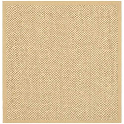 Safavieh Natural Fiber Collection NF443A Border Sisal Area Rug, 9' x 9' Square, Maize / Wheat