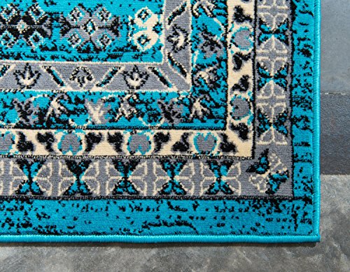 Unique Loom Taftan Collection Geometric Tribal Turquoise Area Rug (9' 10 x 13' 0)
