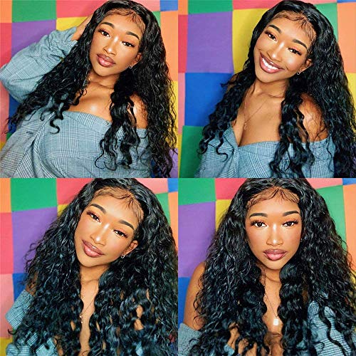 13x6 26 Inch Lace Front Wigs Human Hair Water Wave Lace Frontal Wigs with Baby Hair Brazilian Virgin Deep Curly Wet and Wavy Human Hair Wigs For Black Women Lace Frontal Wigs Pre plucked 150% Density (26 Inch, 13x6 Water)