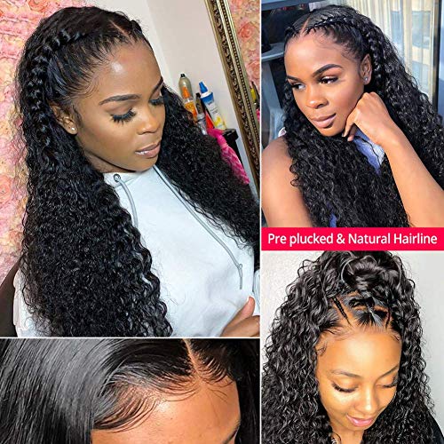 13x6 26 Inch Lace Front Wigs Human Hair Water Wave Lace Frontal Wigs with Baby Hair Brazilian Virgin Deep Curly Wet and Wavy Human Hair Wigs For Black Women Lace Frontal Wigs Pre plucked 150% Density (26 Inch, 13x6 Water)
