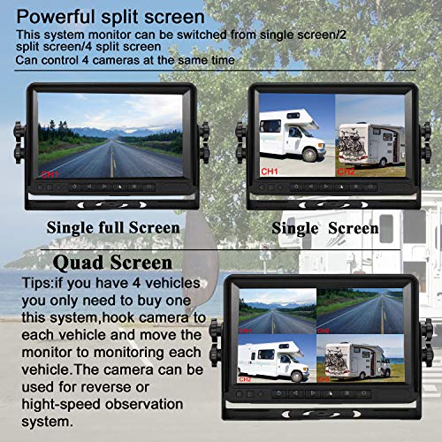 Yakry Digital Wireless 4 Backup Camera For 5th Wheels W/ Highway Monitoring System IP69K Waterproof Super Night Vision