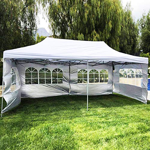 10x20 ft EZ Instant Pop up Canopy Carport,Party Tent Folding Gazebo with Removable Sidewalls and Wheeled Bag Waterproof