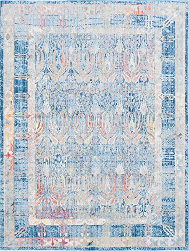 Unique Loom Brighton Collection Bright Traditional Bohemian Vintage Blue Area Rug (9' 0 x 12' 0)