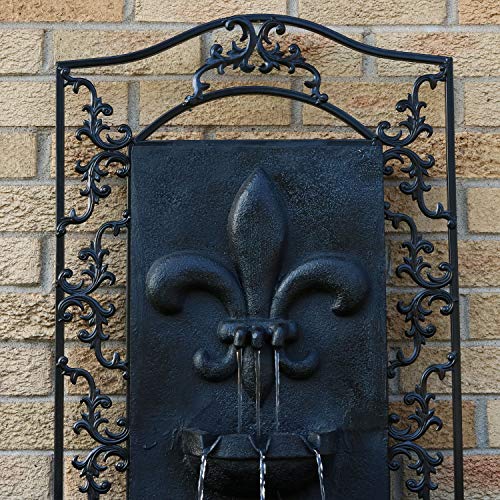 Sunnydaze French Lily Outdoor Wall Water Fountain Wall Mounted Fountain Lead Finish 33"