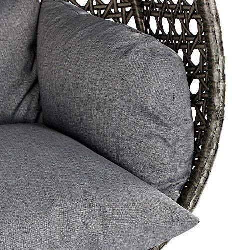 Island Gale Luxury 2 Person Outdoor, Patio, Hanging Wicker Swing Chair ((2 Person) X-Large-Plus, Latte Rattan/Latte Cushion)