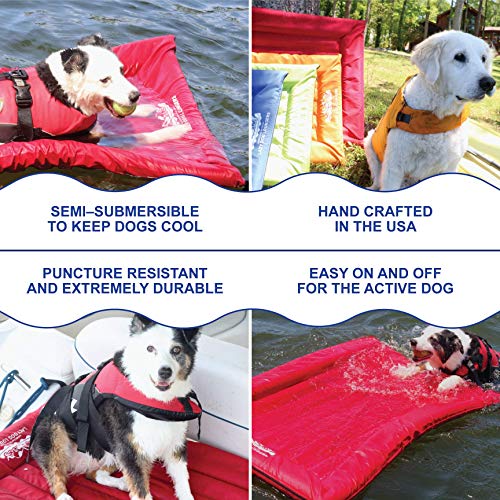 Lazy Dog Loungers Dog Pool Float, Raft for Dogs and Pets - Semi-Submersible to Keep Your Dog Cool - Lake, Pool, River and Boat (Red - Large)