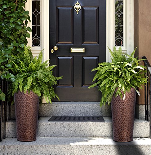 Large Outdoor Planters H Potter Tall Planter with Tray Indoor Copper Flower Pots Decorative Weather Resistant Garden Urn Deck Patio Plants Herbs Flowers Entryway Hallway Porch