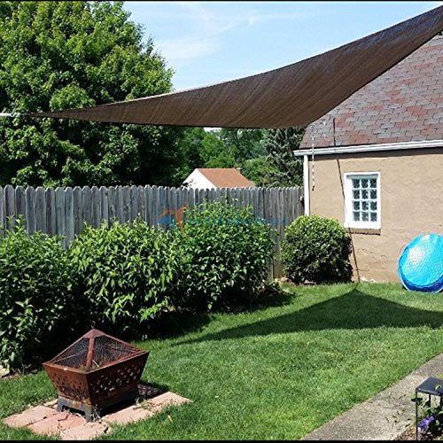 TANG Sunshades Depot A Ring Design Steel Cable Wire Reinforcement 28'x28'x28' Equilateral Triangle Sun Shade Sails Brown Heavy Duty Permeable 260GSM UV Block Patio Garden Deck Dock Carport Cover