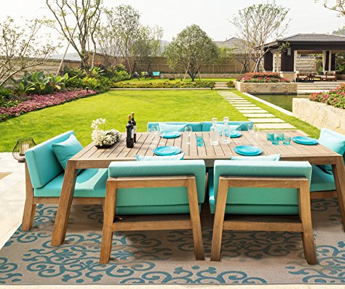 Gertmenian 21290 Neptune Prime Label Outdoor Rug, 8' x 10' Large, Aqua Green
