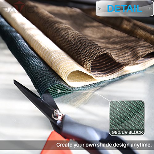 Patio Paradise 8'x80' Sunblock Shade Cloth Roll,Dark Green Fabric 95% UV Resistant
