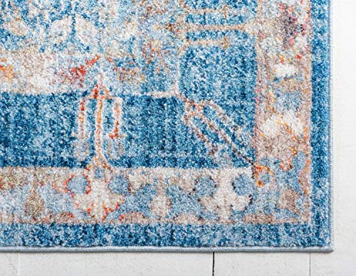 Unique Loom Brighton Collection Bright Traditional Bohemian Vintage Blue Area Rug (9' 0 x 12' 0)