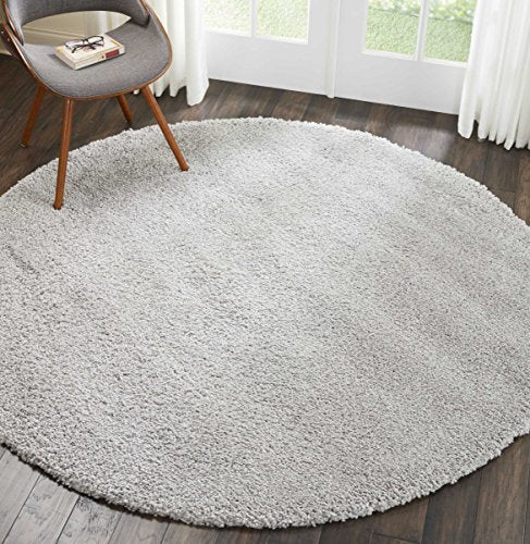 Nourison Malibu Shag Area Rug, 7'10" x7'10, SILVER GREY
