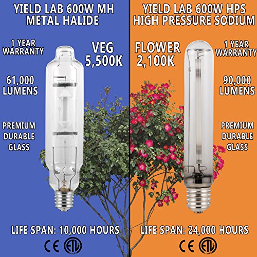 Yield Lab 600W HPS+MH Air Cool Hood Reflector Grow Light Kit