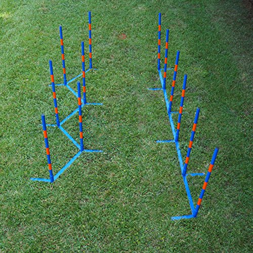 Lord Anson Dog Agility Weave Poles - Competition Grade Adjustable Agility Weave Pole Set - Dog Agility Equipment Set - 12 Weave Pole Set w/Carrying Case