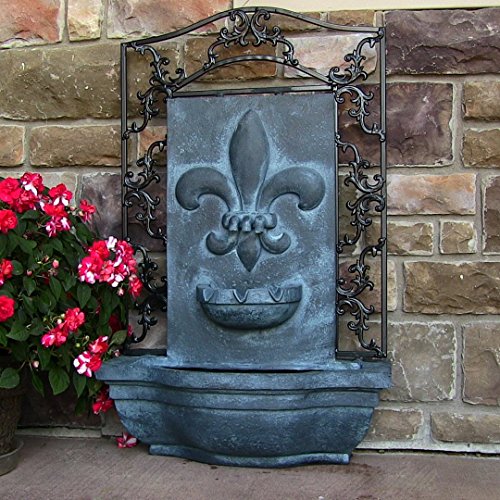 Sunnydaze French Lily Outdoor Wall Water Fountain Wall Mounted Fountain Lead Finish 33"